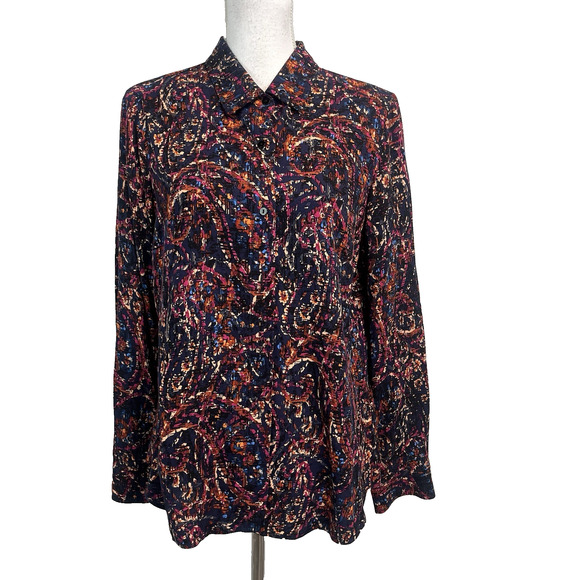 Liverpool Los Angeles Blouse Shirt size Small Pink Blue Orange Career Casual - Picture 1 of 6